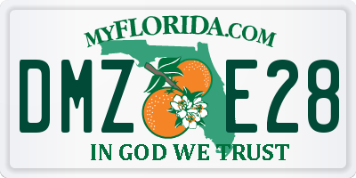 FL license plate DMZE28
