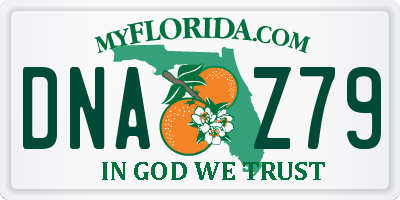 FL license plate DNAZ79