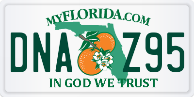 FL license plate DNAZ95