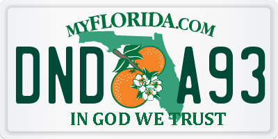 FL license plate DNDA93