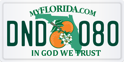 FL license plate DNDO80
