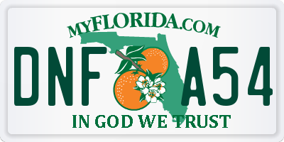 FL license plate DNFA54