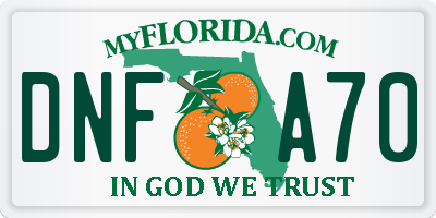 FL license plate DNFA70
