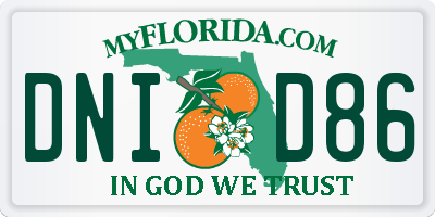 FL license plate DNID86