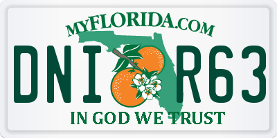 FL license plate DNIR63