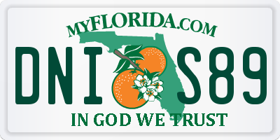 FL license plate DNIS89