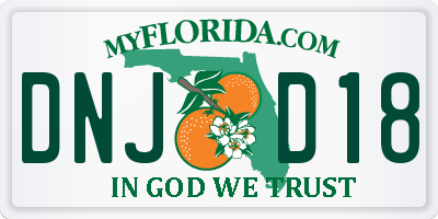 FL license plate DNJD18