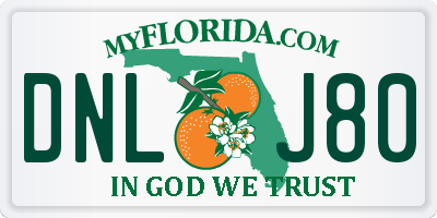 FL license plate DNLJ80