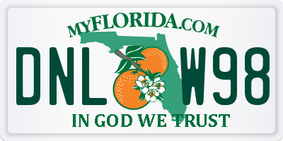 FL license plate DNLW98