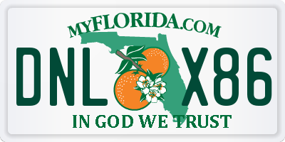 FL license plate DNLX86