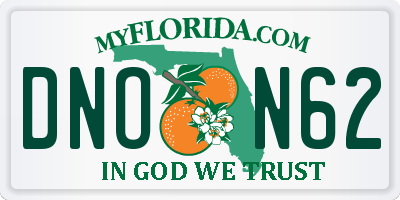FL license plate DNON62
