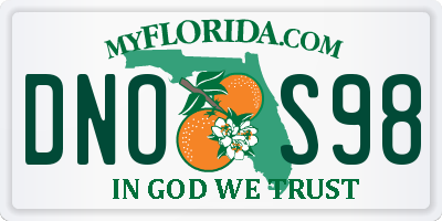FL license plate DNOS98
