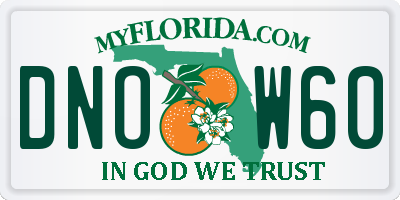 FL license plate DNOW60