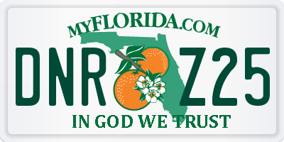 FL license plate DNRZ25