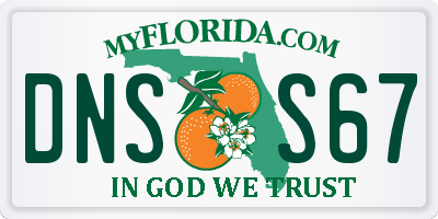 FL license plate DNSS67