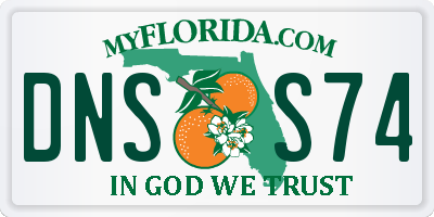 FL license plate DNSS74