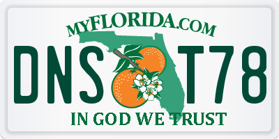 FL license plate DNST78