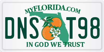 FL license plate DNST98