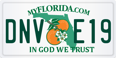 FL license plate DNVE19