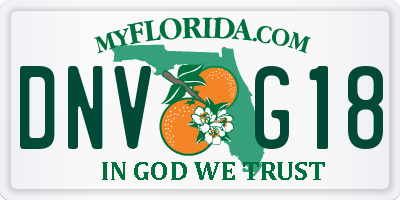 FL license plate DNVG18