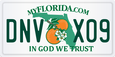 FL license plate DNVX09