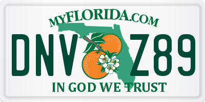 FL license plate DNVZ89