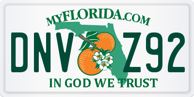 FL license plate DNVZ92