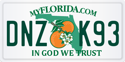 FL license plate DNZK93