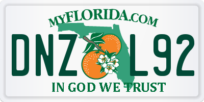 FL license plate DNZL92