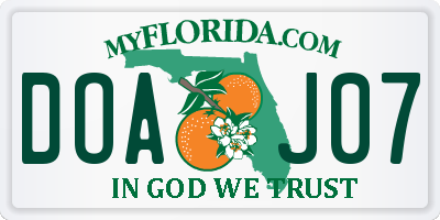 FL license plate DOAJ07