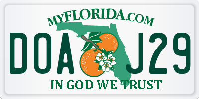 FL license plate DOAJ29