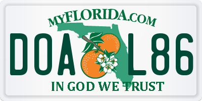 FL license plate DOAL86