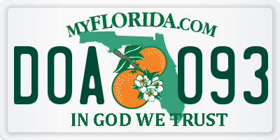FL license plate DOAO93