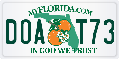 FL license plate DOAT73