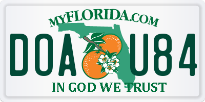 FL license plate DOAU84