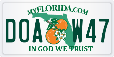 FL license plate DOAW47