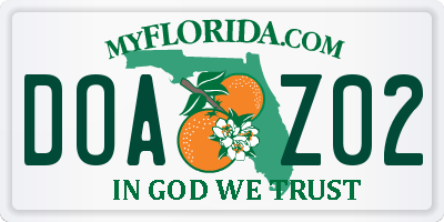FL license plate DOAZ02