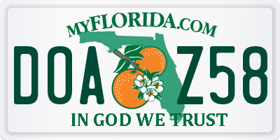 FL license plate DOAZ58