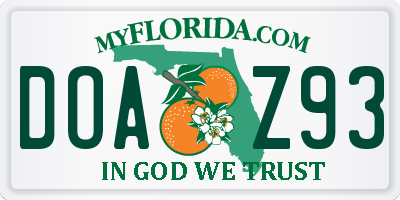 FL license plate DOAZ93
