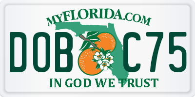 FL license plate DOBC75