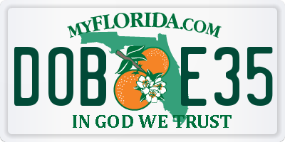 FL license plate DOBE35