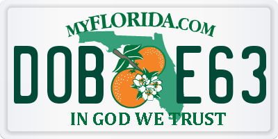 FL license plate DOBE63