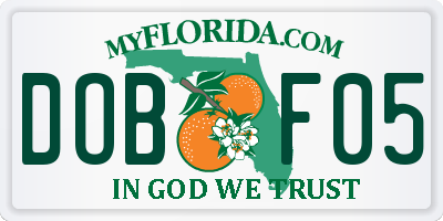 FL license plate DOBF05