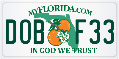 FL license plate DOBF33