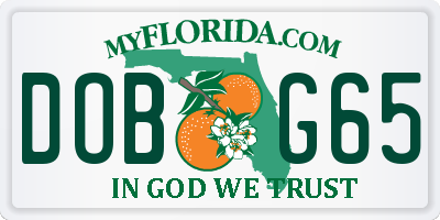 FL license plate DOBG65