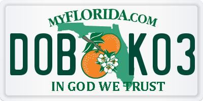 FL license plate DOBK03