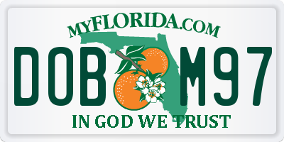 FL license plate DOBM97