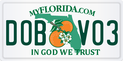 FL license plate DOBV03