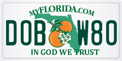 FL license plate DOBW80