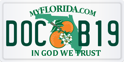 FL license plate DOCB19